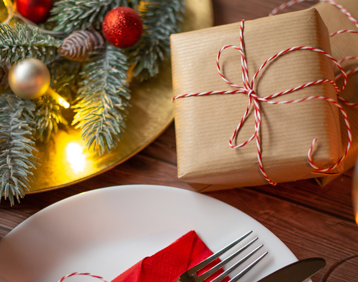 Holiday Decor Present Table with Candles