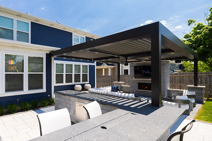 black pergola shade backyard