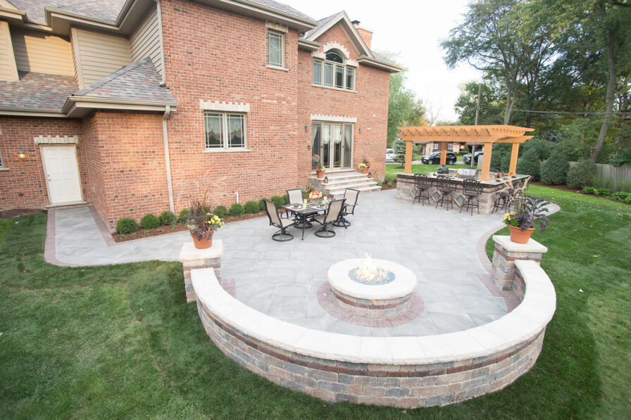 Stone Circular Patio With Firepit