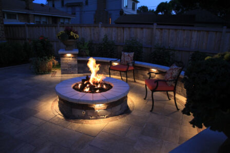 Fire Feature Circular Fire Pit Night