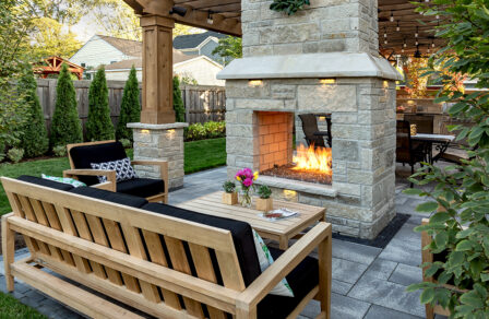 Fire Feature Patio Bench Fireplace