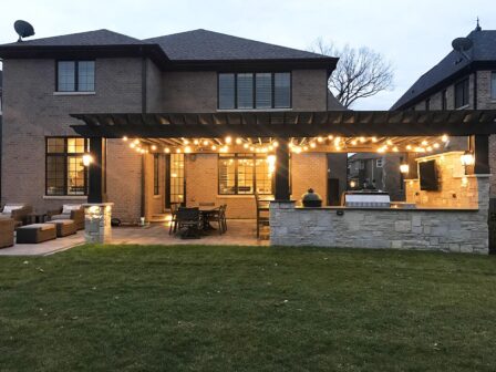 Lighting and Sound Dark Pergola head on