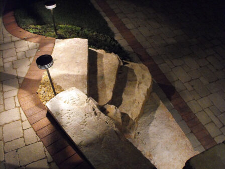 Lighting and Sound Stone Steps Lit Close