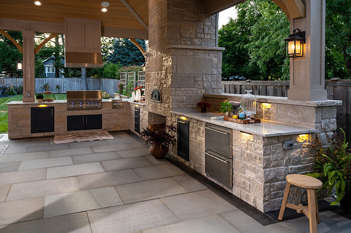 custom features outdoor stone kitchen